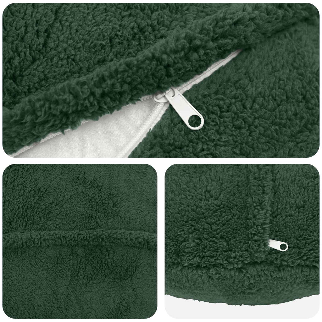 vidaXL Poszewka na poduszkę 2 pcs HEERLEN Ciemnozielony Ø 30 cm Bouclé