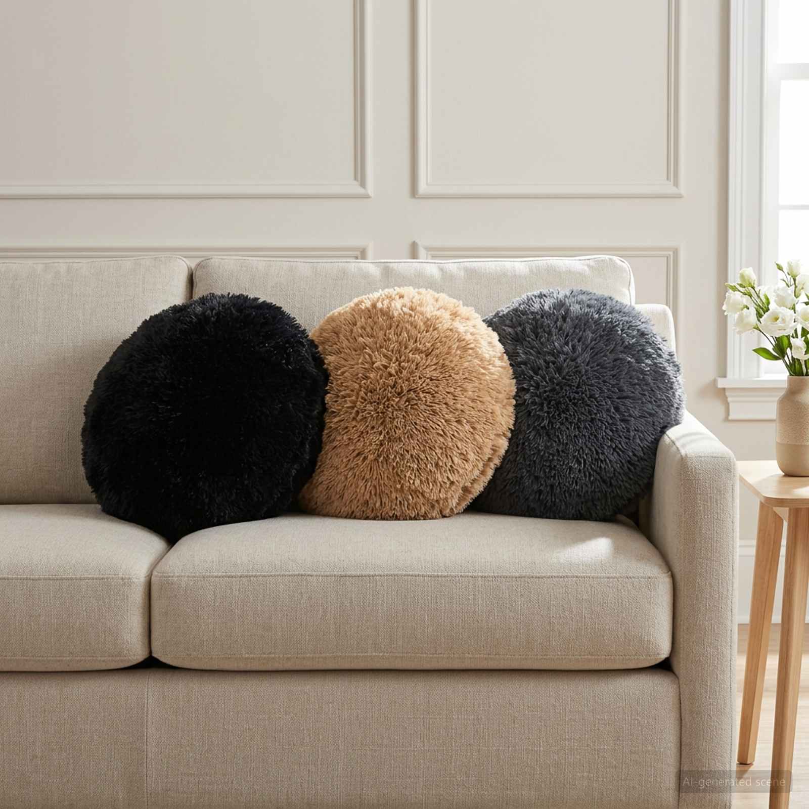 vidaXL Poszewka na poduszkę 2 pcs HEERLEN Czarny Ø 40 cm Fleece PV