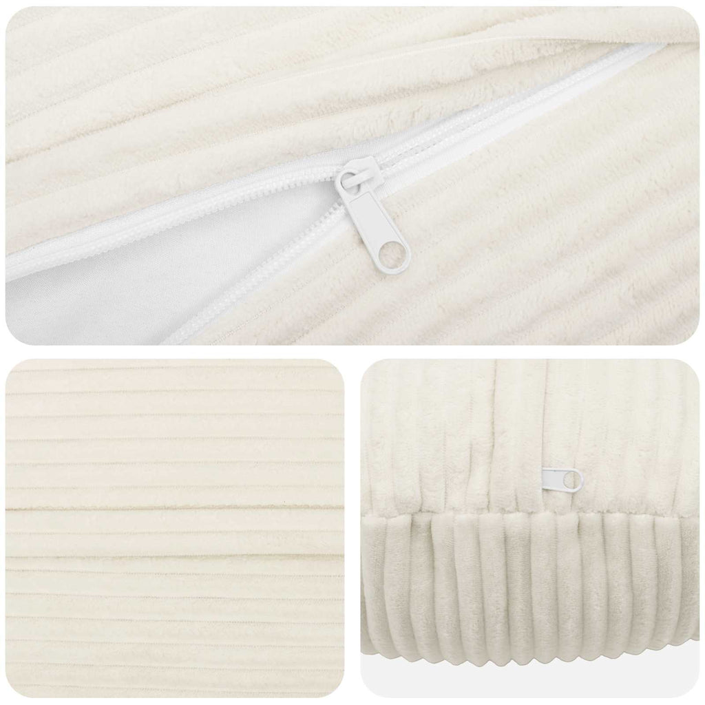 vidaXL Poszewka na poduszkę 2 pcs HEERLEN kremowy Ø 40 cm sztruks