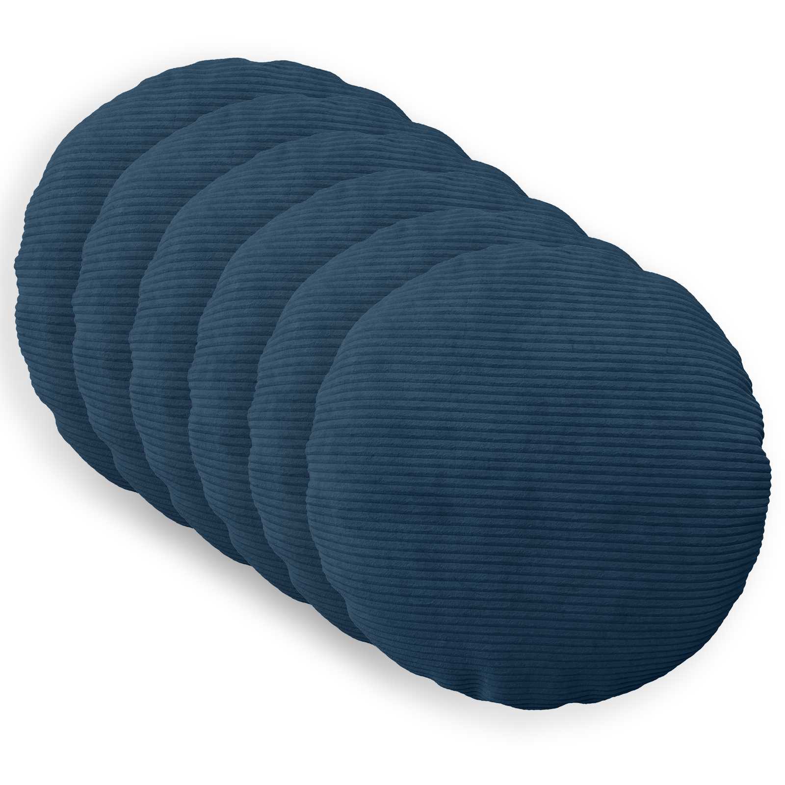 vidaXL Poszewka na poduszkę 6 pcs HEERLEN Granatowy Ø 40 cm sztruks