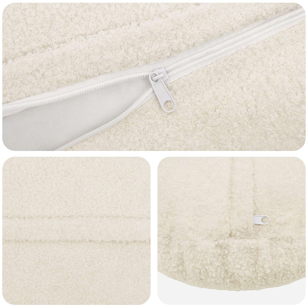 vidaXL Poszewka na poduszkę 2 pcs HEERLEN kremowy Ø 40 cm Bouclé