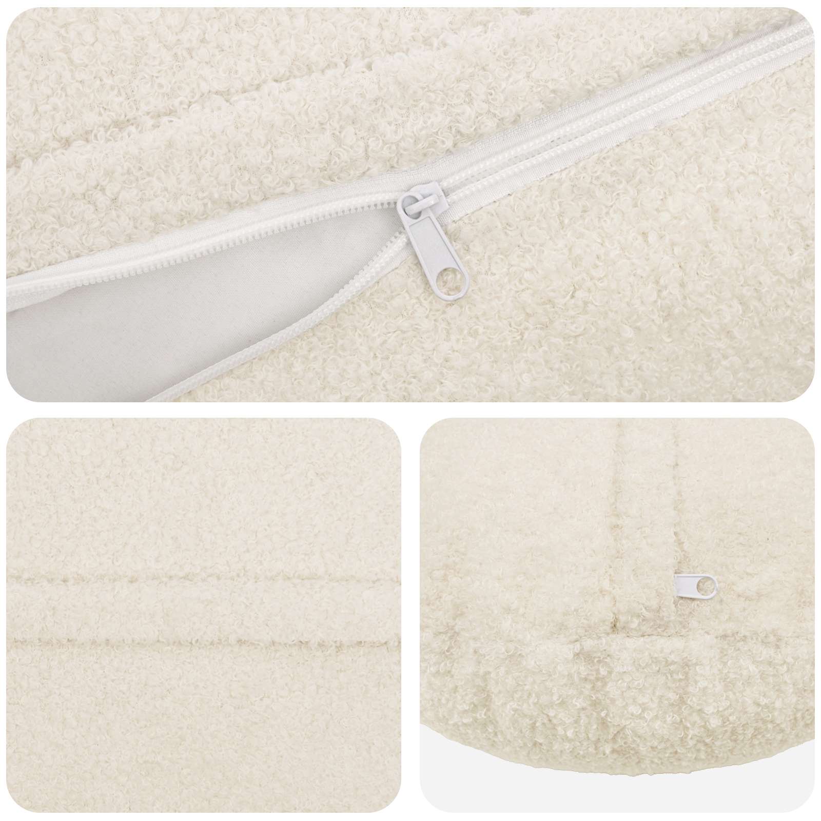 vidaXL Poszewka na poduszkę 6 pcs HEERLEN kremowy Ø 40 cm Bouclé