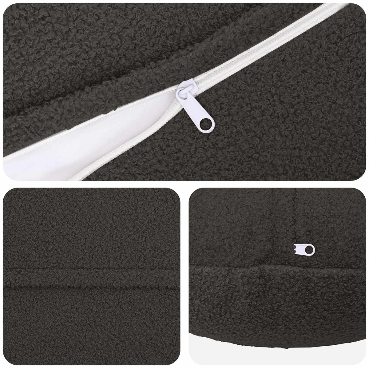 vidaXL Poszewka na poduszkę 2 pcs HEERLEN ciemnoszary Ø 40 cm Bouclé