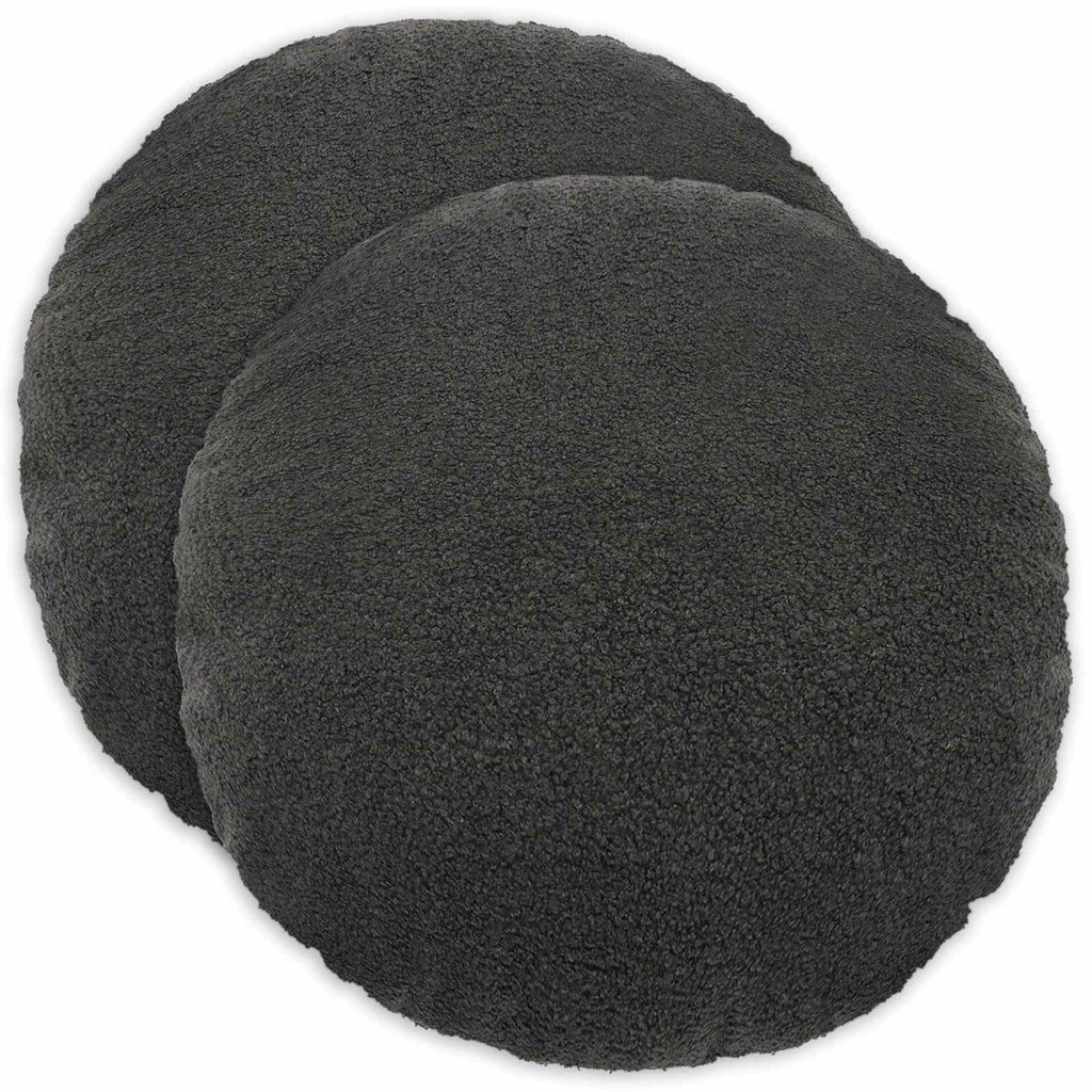 vidaXL Poszewka na poduszkę 2 pcs HEERLEN ciemnoszary Ø 40 cm Bouclé