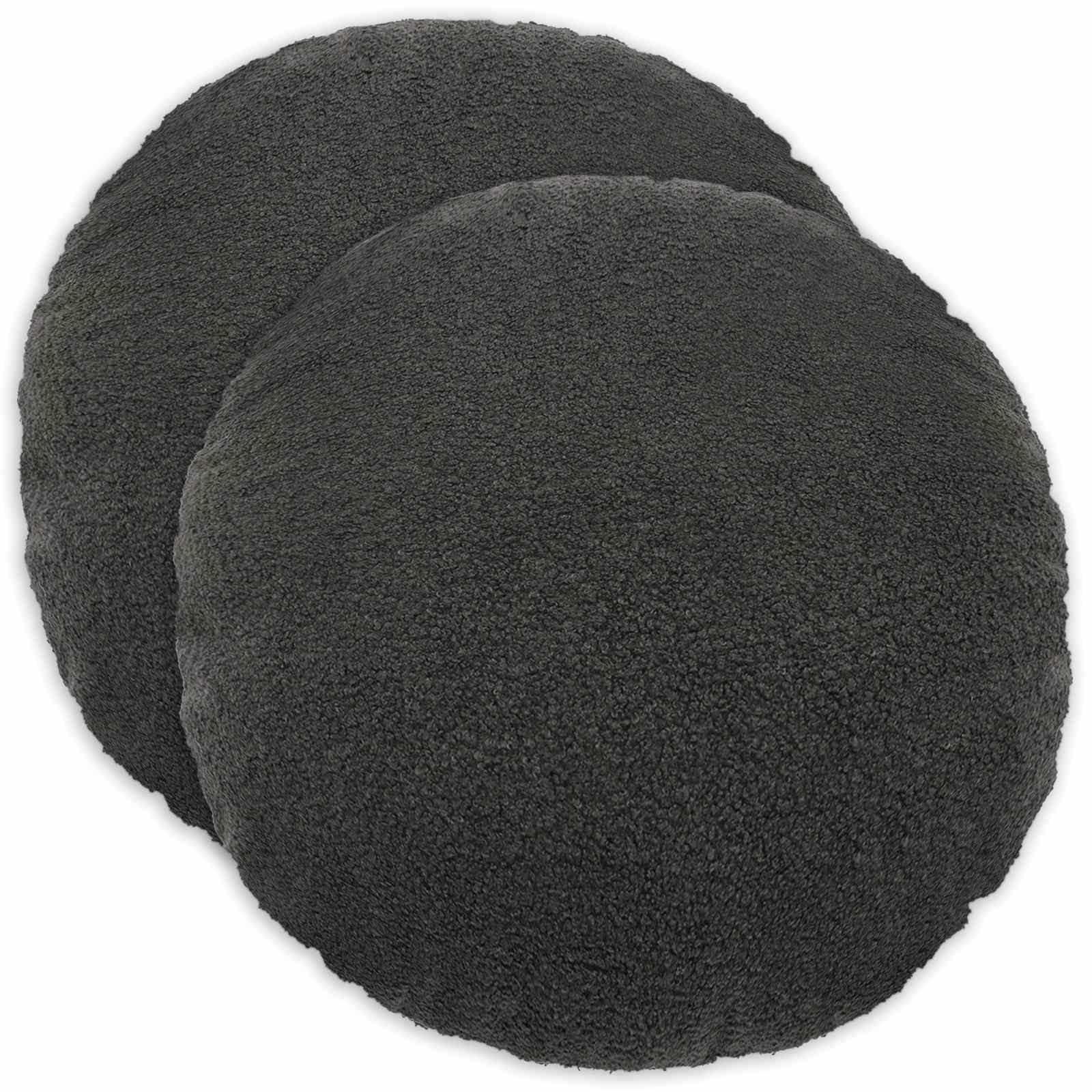vidaXL Poszewka na poduszkę 2 pcs HEERLEN ciemnoszary Ø 40 cm Bouclé