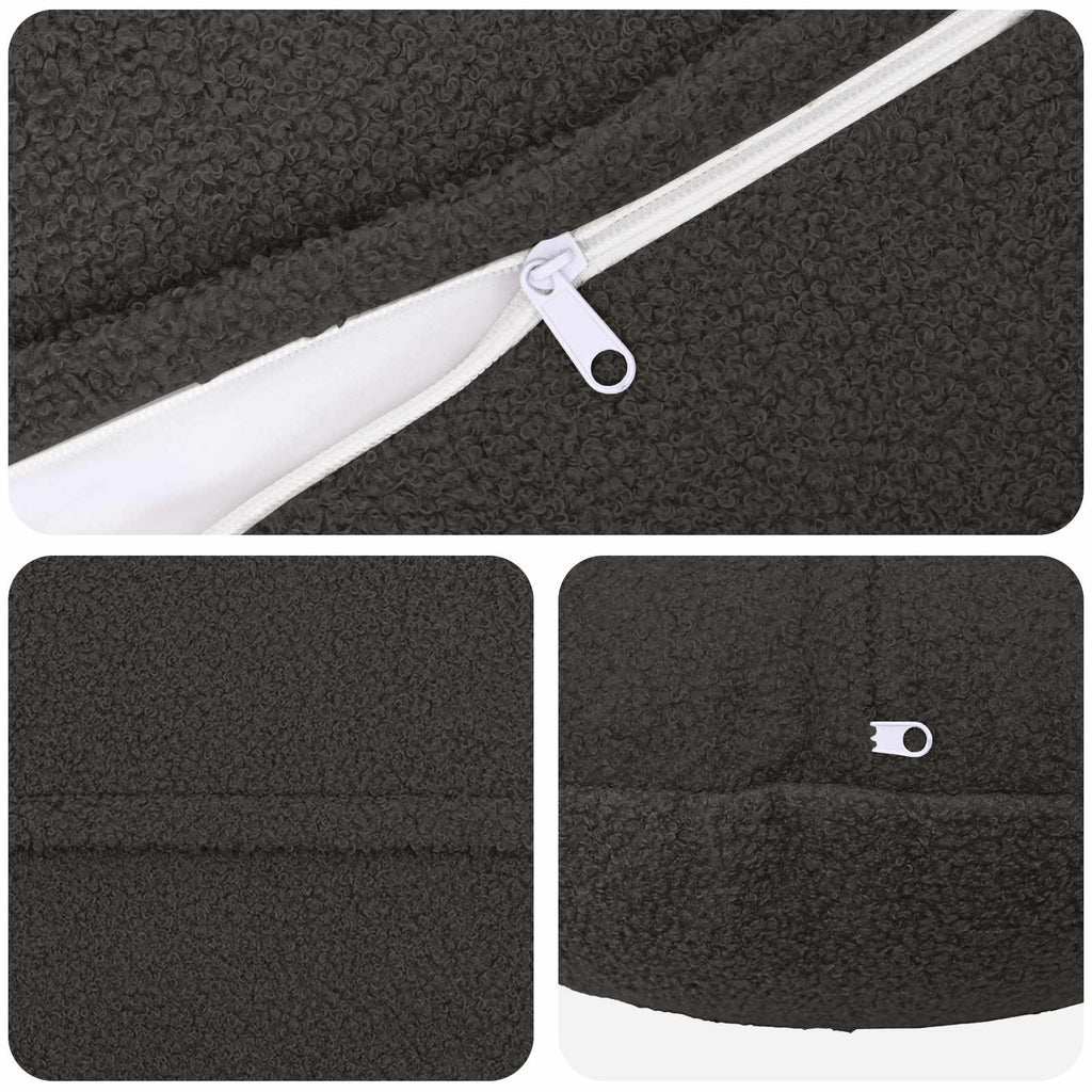 vidaXL Poszewka na poduszkę 6 pcs HEERLEN ciemnoszary Ø 40 cm Bouclé