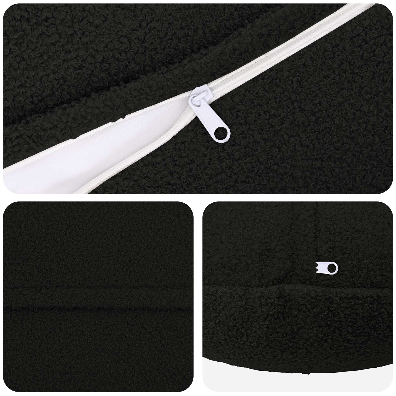 vidaXL Poszewka na poduszkę 2 pcs HEERLEN Czarny Ø 40 cm Bouclé