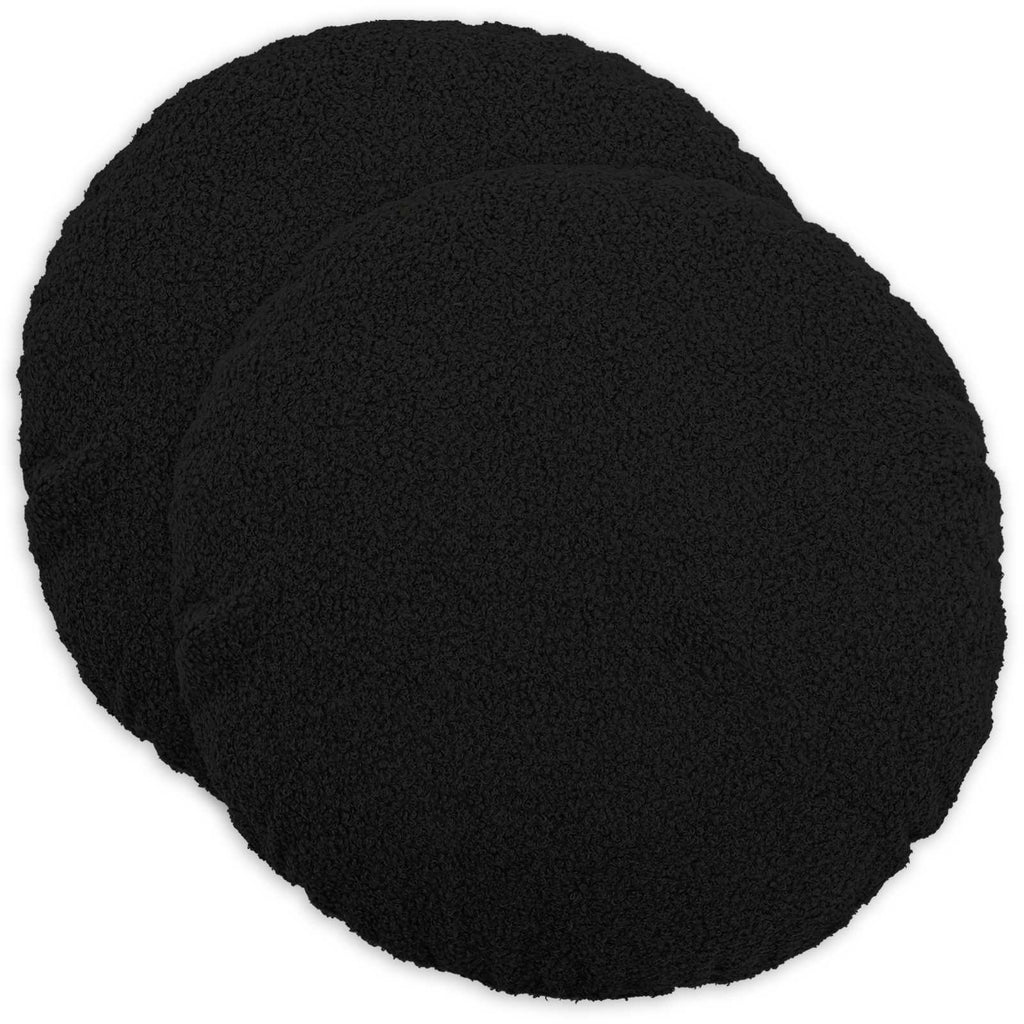 vidaXL Poszewka na poduszkę 2 pcs HEERLEN Czarny Ø 40 cm Bouclé