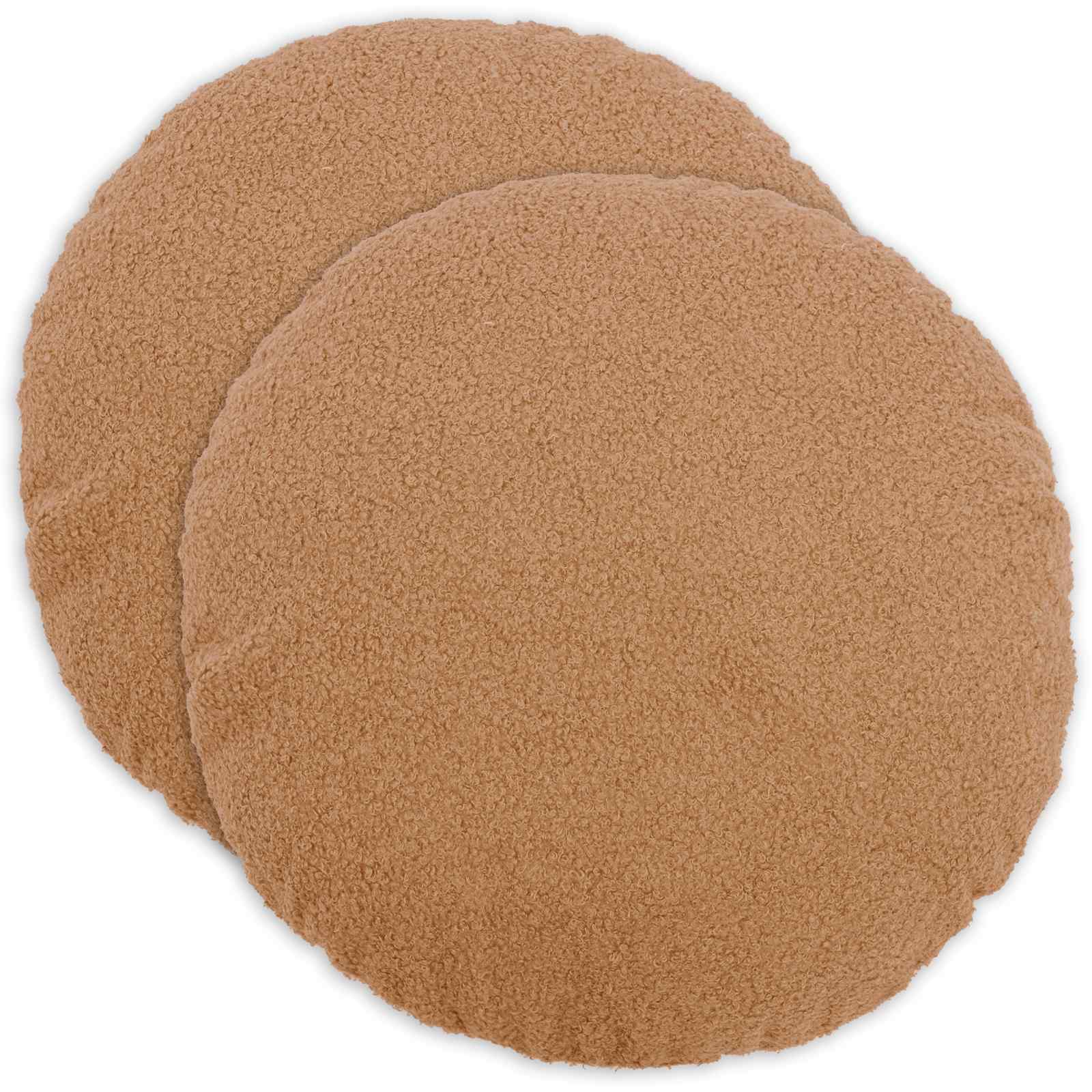 vidaXL Poszewka na poduszkę 2 pcs HEERLEN Beżowy Ø 40 cm Bouclé