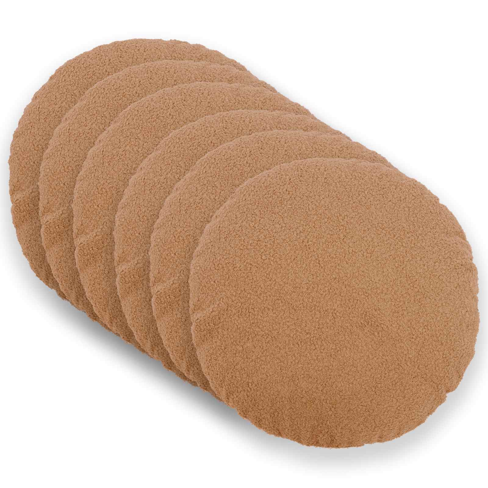 vidaXL Poszewka na poduszkę 6 pcs HEERLEN Beżowy Ø 40 cm Bouclé