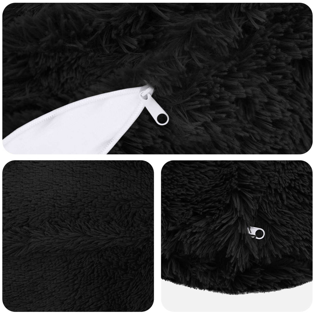 vidaXL Poszewka na poduszkę 2 pcs HEERLEN Czarny Ø 40 cm Fleece PV