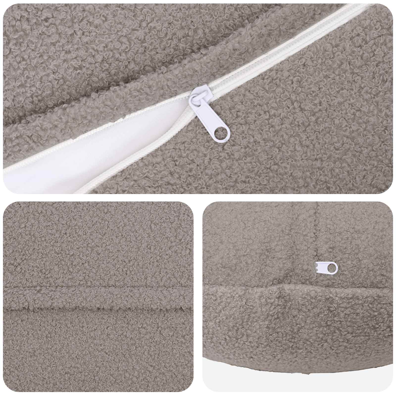 vidaXL Poszewka na poduszkę 2 pcs HEERLEN jasnoszary Ø 50 cm Bouclé