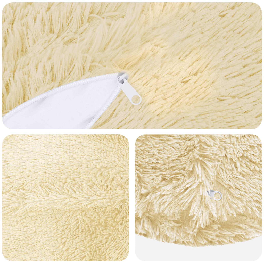 vidaXL Poszewka na poduszkę 2 pcs HEERLEN kremowy Ø 50 cm Fleece PV