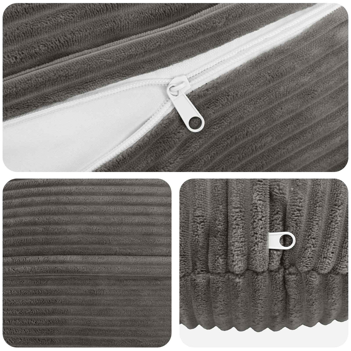 vidaXL Poszewka na poduszkę 2 pcs HEERLEN ciemnoszary Ø 60 cm sztruks