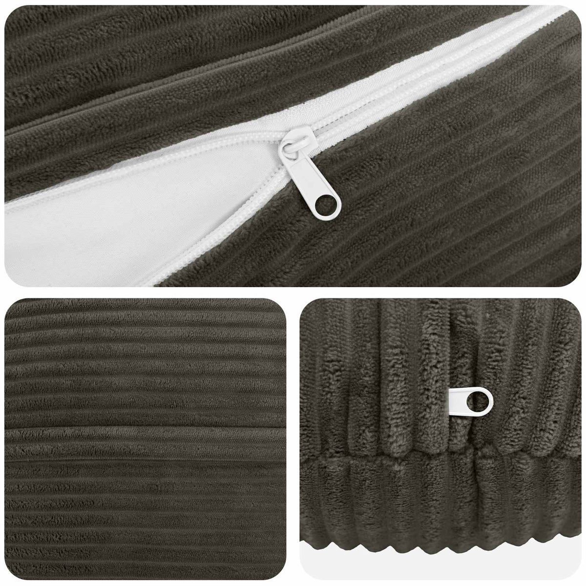 vidaXL Poszewka na poduszkę 6 pcs HEERLEN antracytowy Ø 60 cm sztruks