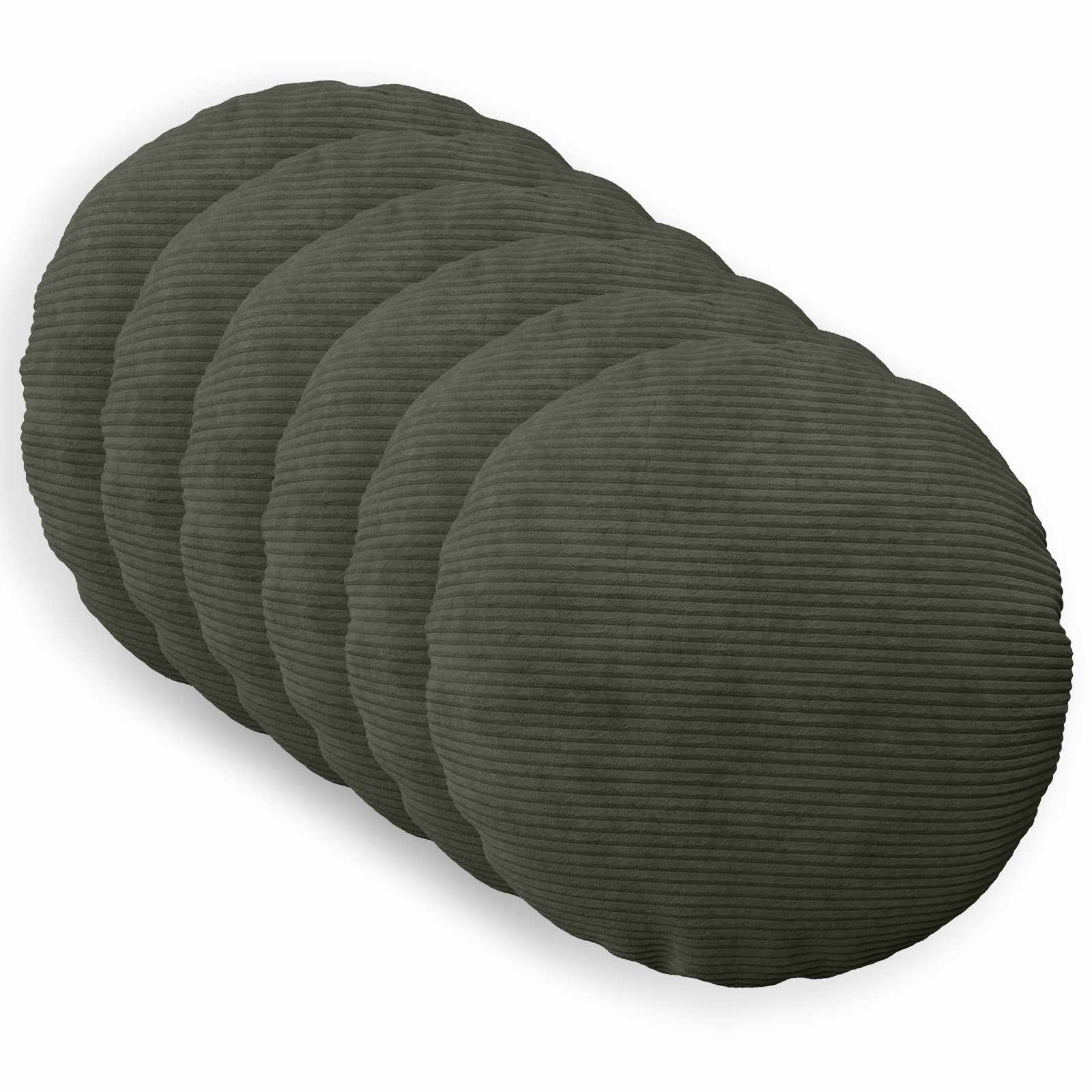 vidaXL Poszewka na poduszkę 6 pcs HEERLEN antracytowy Ø 60 cm sztruks