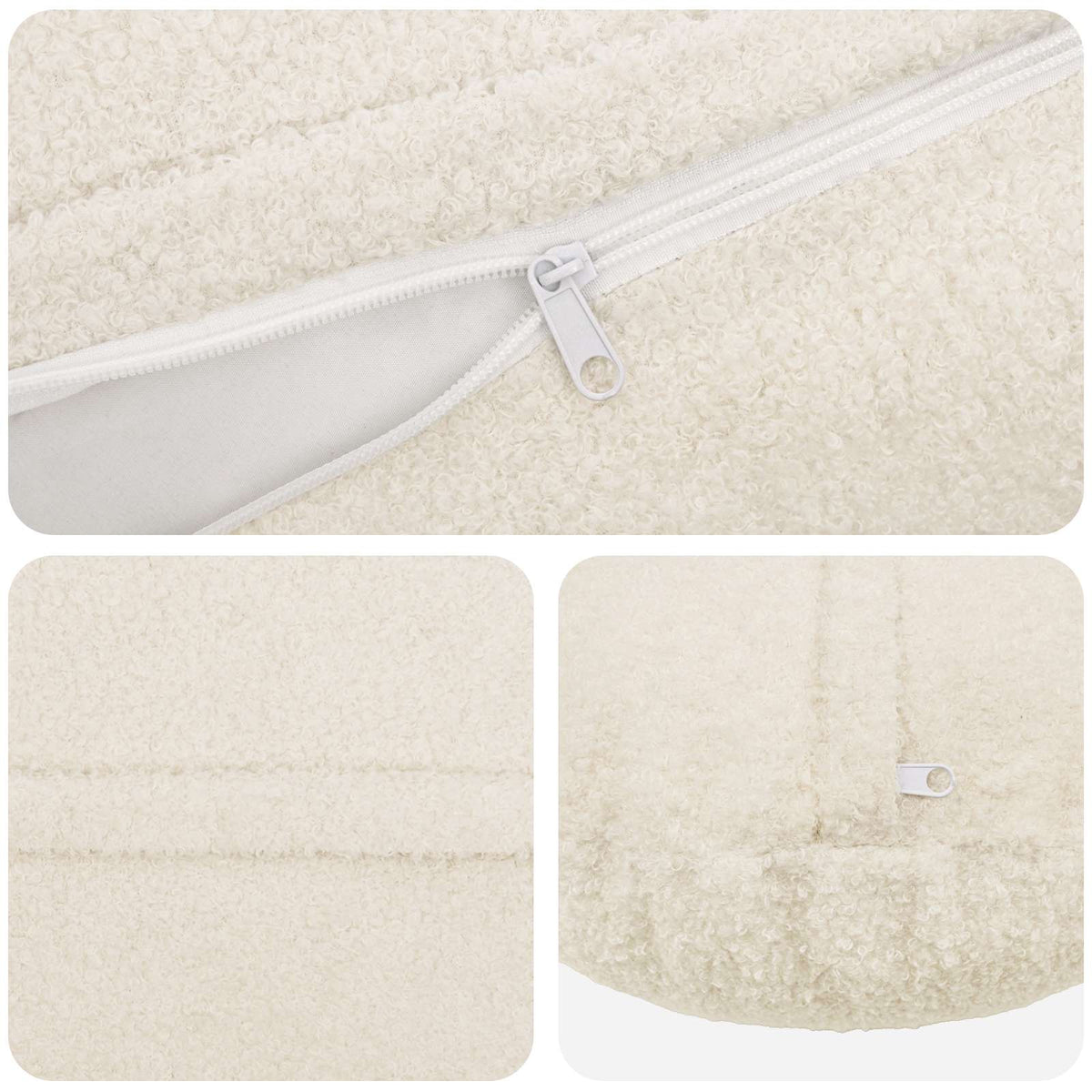 vidaXL Poszewka na poduszkę 2 pcs HEERLEN kremowy Ø 60 cm Bouclé