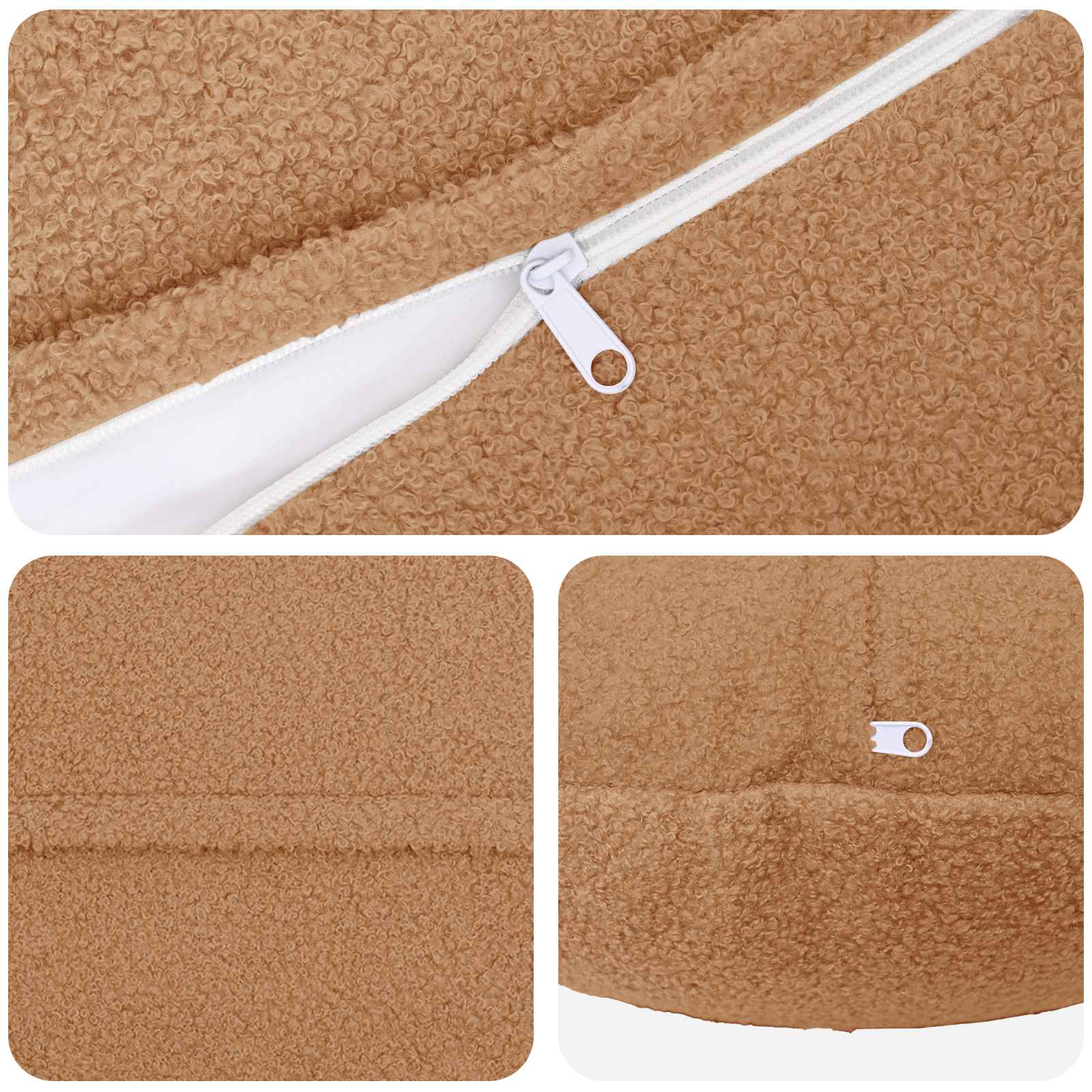 vidaXL Poszewka na poduszkę 2 pcs HEERLEN Beżowy Ø 60 cm Bouclé