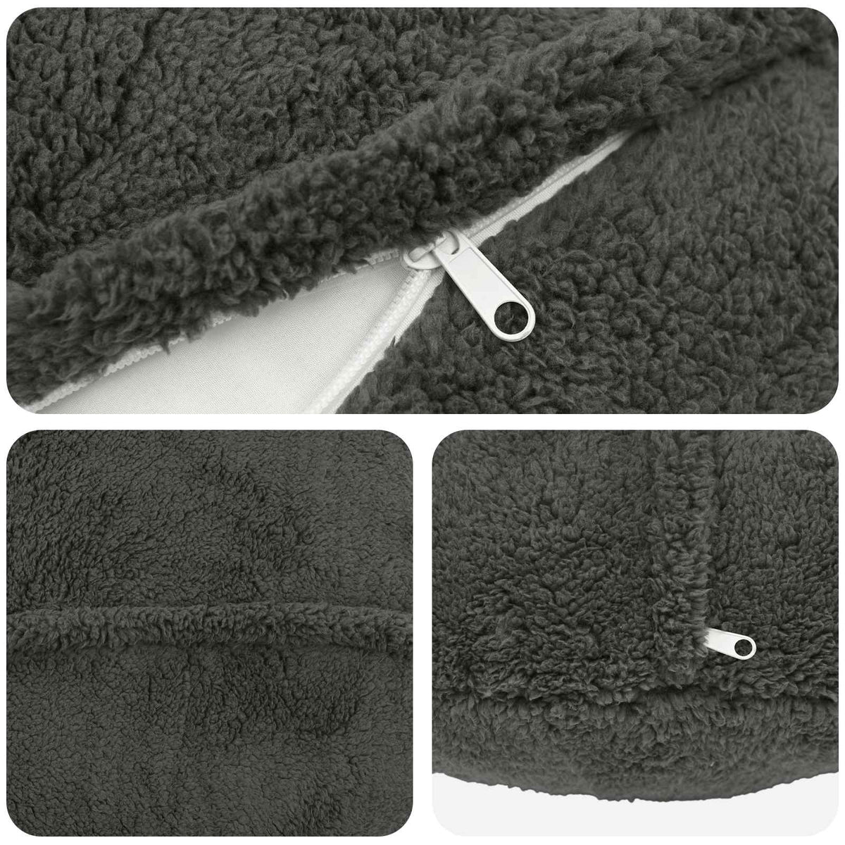 vidaXL Poszewka na poduszkę 6 pcs HEERLEN ciemnoszary Ø 60 cm Bouclé