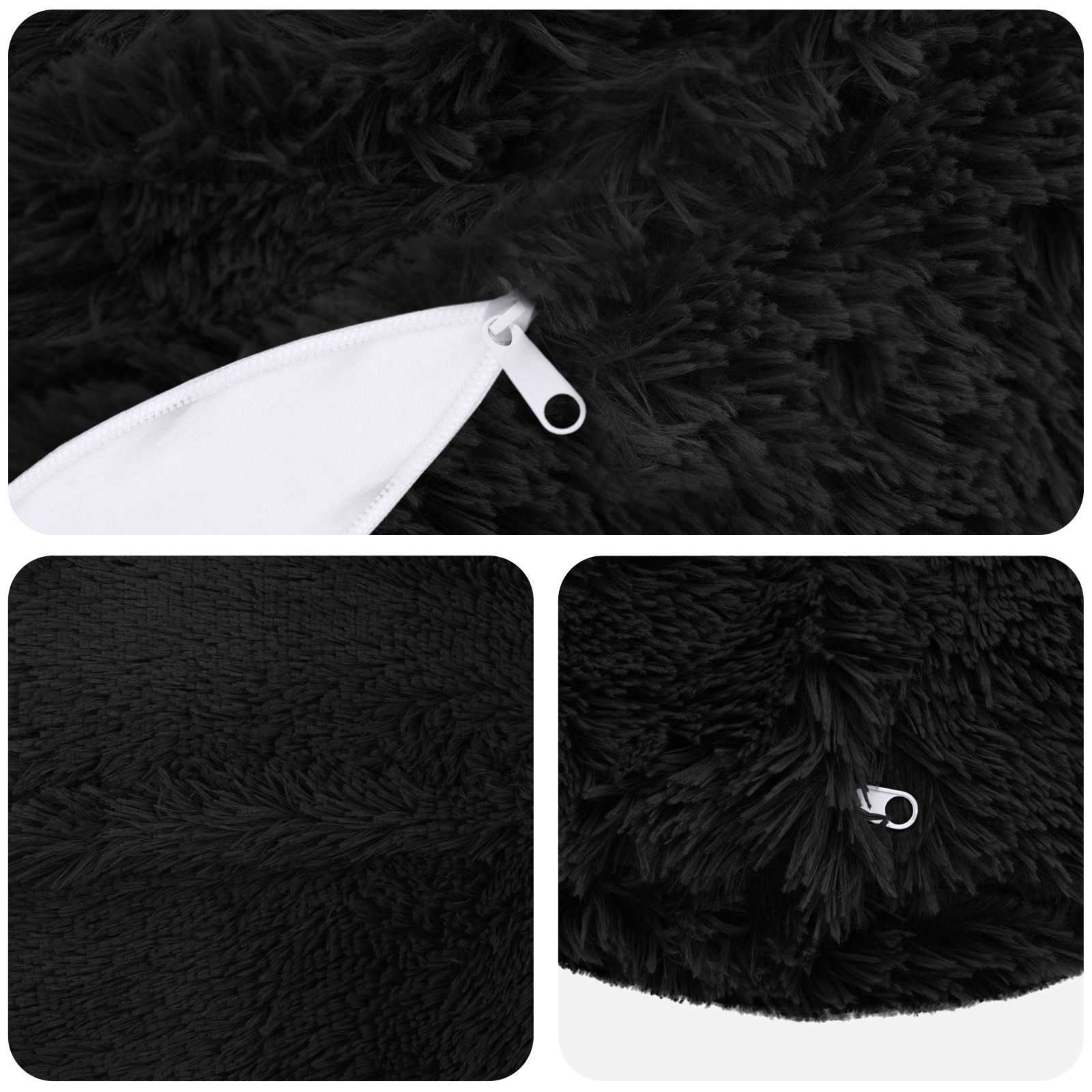 vidaXL Poszewka na poduszkę 2 pcs HEERLEN Czarny Ø 60 cm Fleece PV