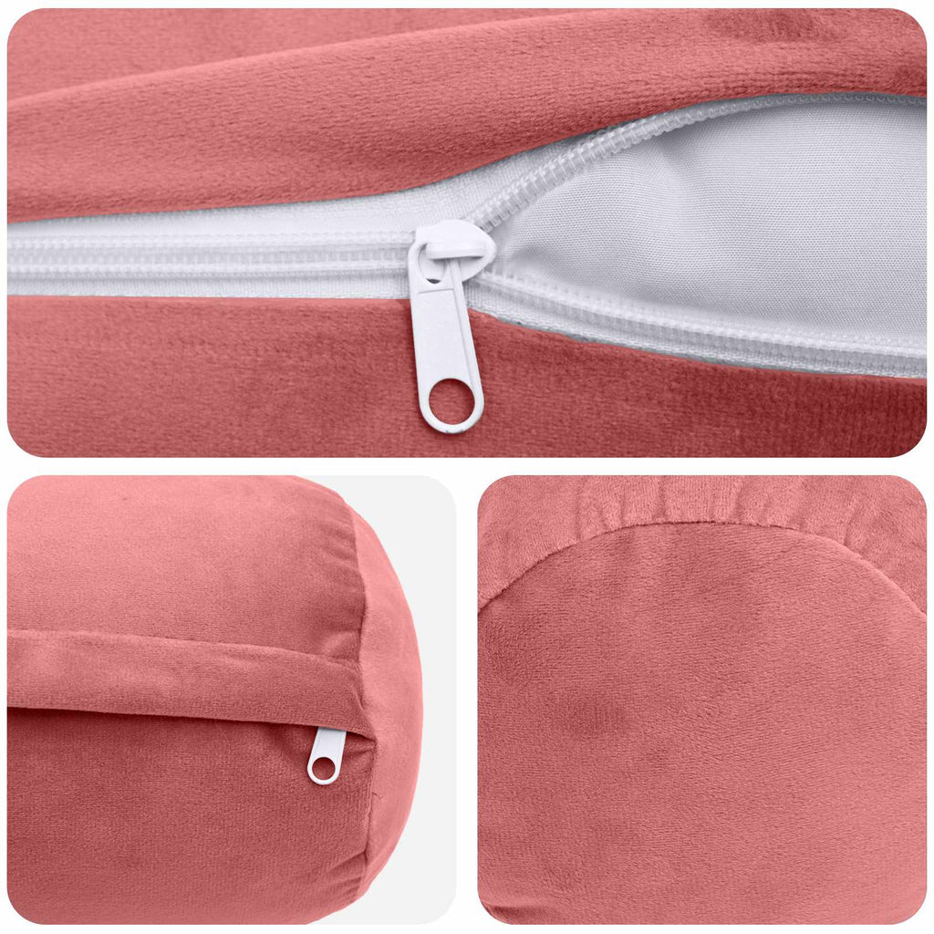 vidaXL Poszewka na poduszkę 2 pcs HEERLEN różowy Ø 15 x 40 cm Welur