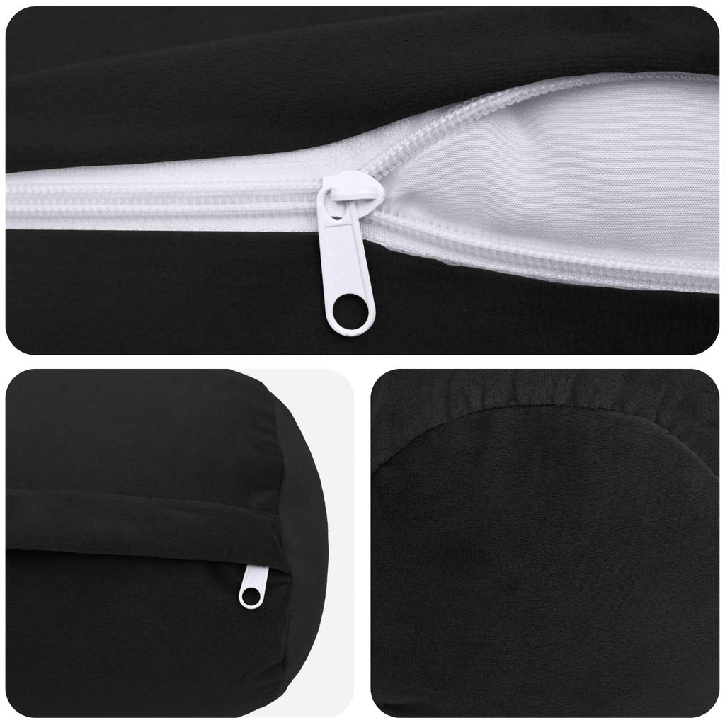 vidaXL Poszewka na poduszkę 2 pcs HEERLEN Czarny Ø 15 x 40 cm Welur
