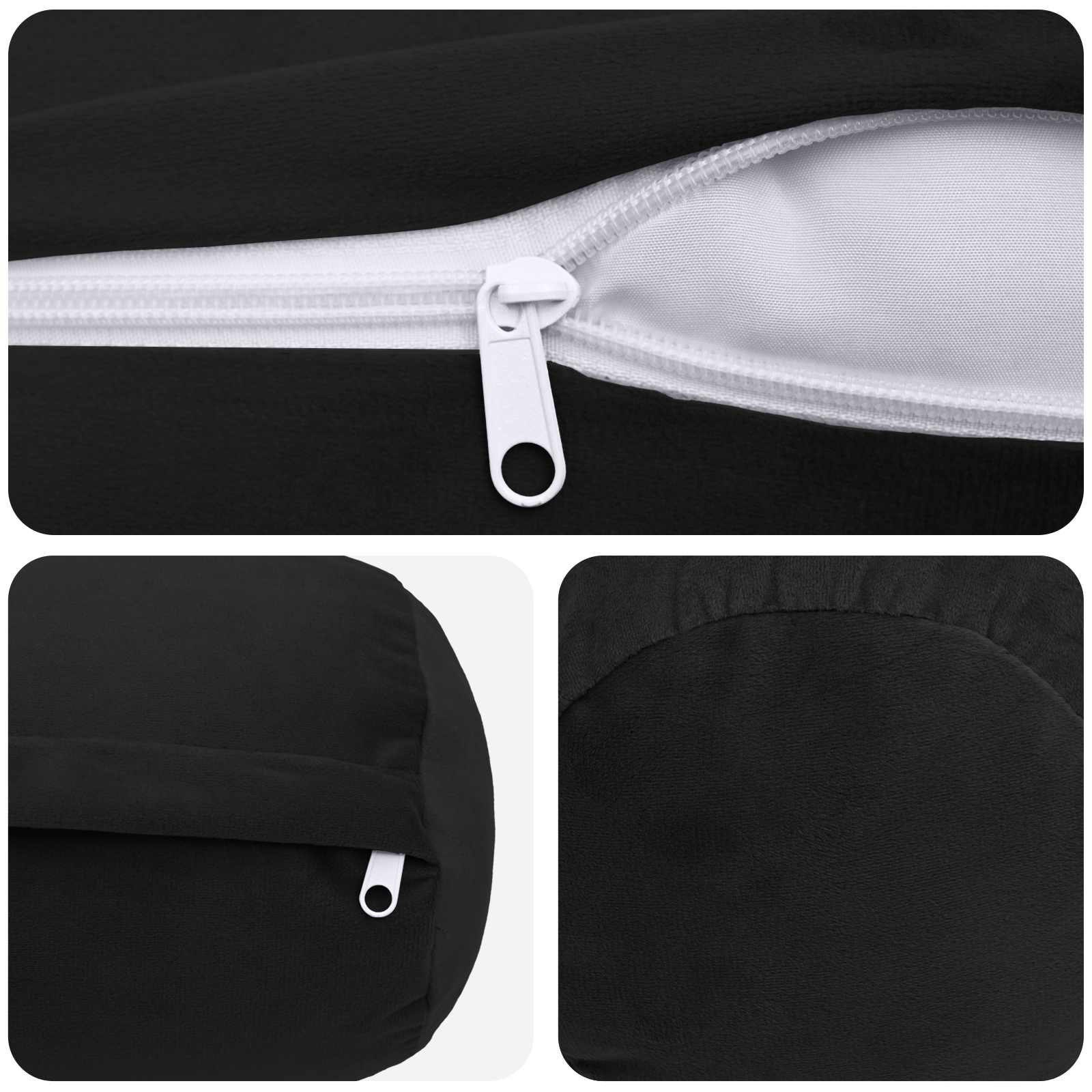 vidaXL Poszewka na poduszkę 2 pcs HEERLEN Czarny Ø 15 x 40 cm Welur