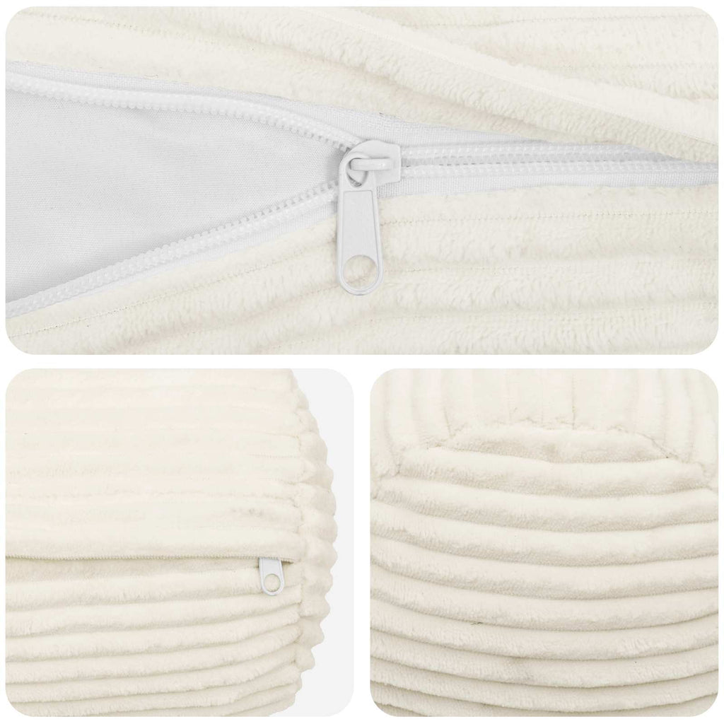 vidaXL Poszewka na poduszkę 2 pcs HEERLEN kremowy Ø 15 x 40 cm sztruks