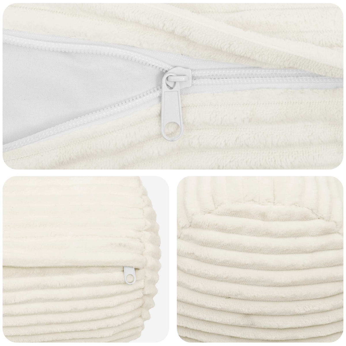 vidaXL Poszewka na poduszkę 2 pcs HEERLEN kremowy Ø 15 x 40 cm sztruks