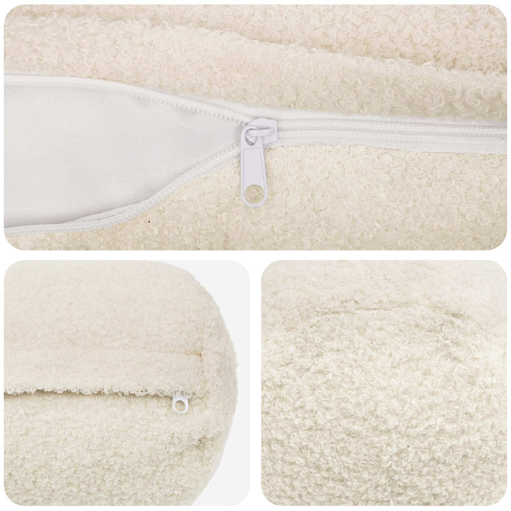 vidaXL Poszewka na poduszkę 2 pcs HEERLEN kremowy Ø 15 x 40 cm Bouclé