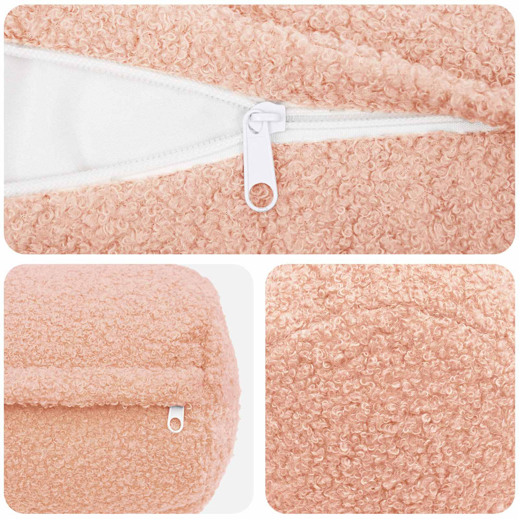 vidaXL Poszewka na poduszkę 2 pcs HEERLEN różowy Ø 15 x 40 cm Bouclé