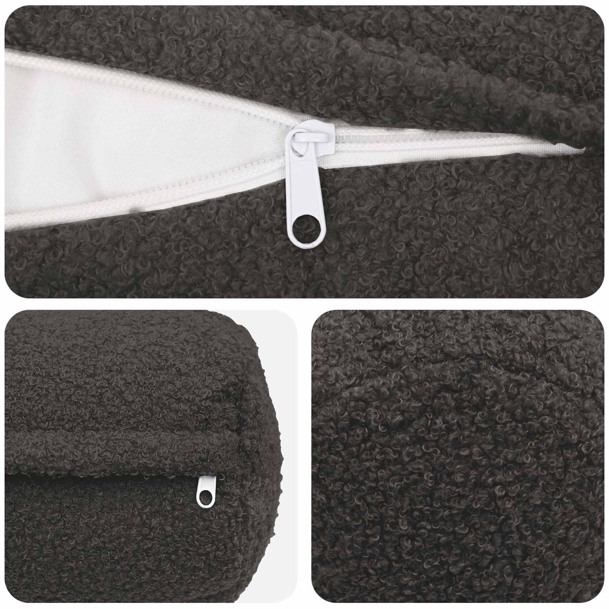 vidaXL Poszewka na poduszkę 2 pcs HEERLEN ciemnoszary Ø 15 x 40 cm