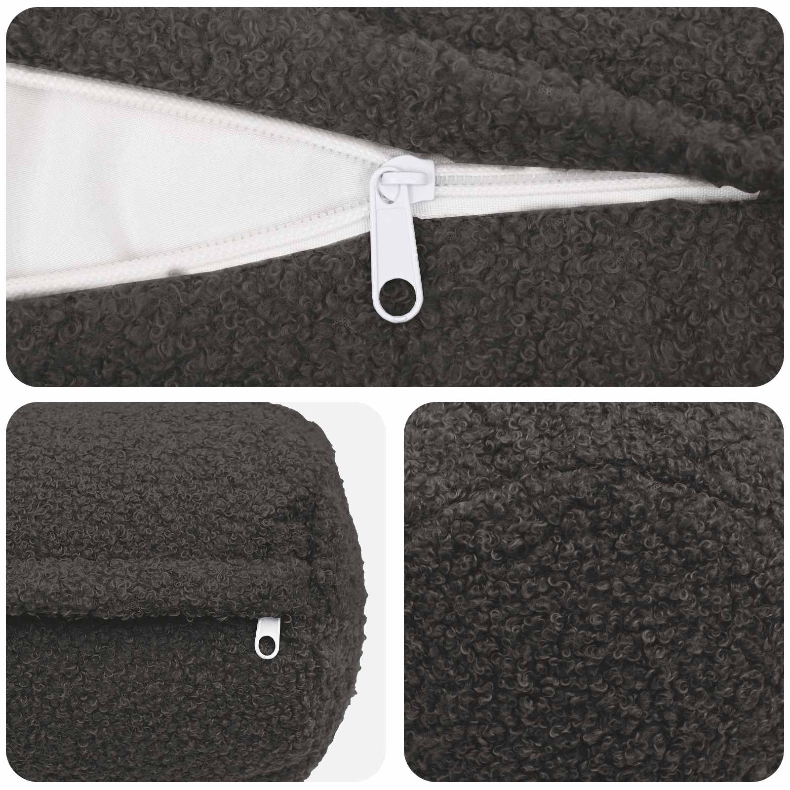 vidaXL Poszewka na poduszkę 6 pcs HEERLEN ciemnoszary Ø 15 x 40 cm