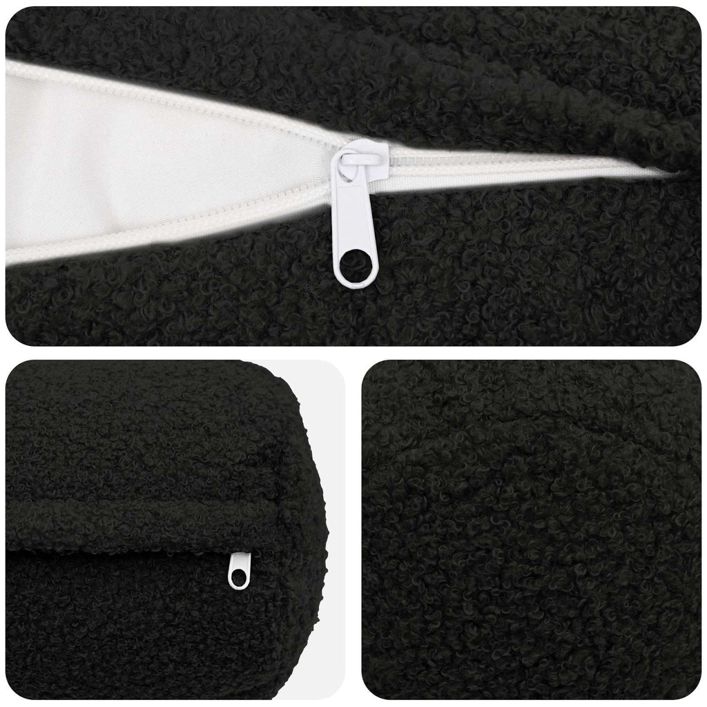 vidaXL Poszewka na poduszkę 2 pcs HEERLEN Czarny Ø 15 x 40 cm Bouclé