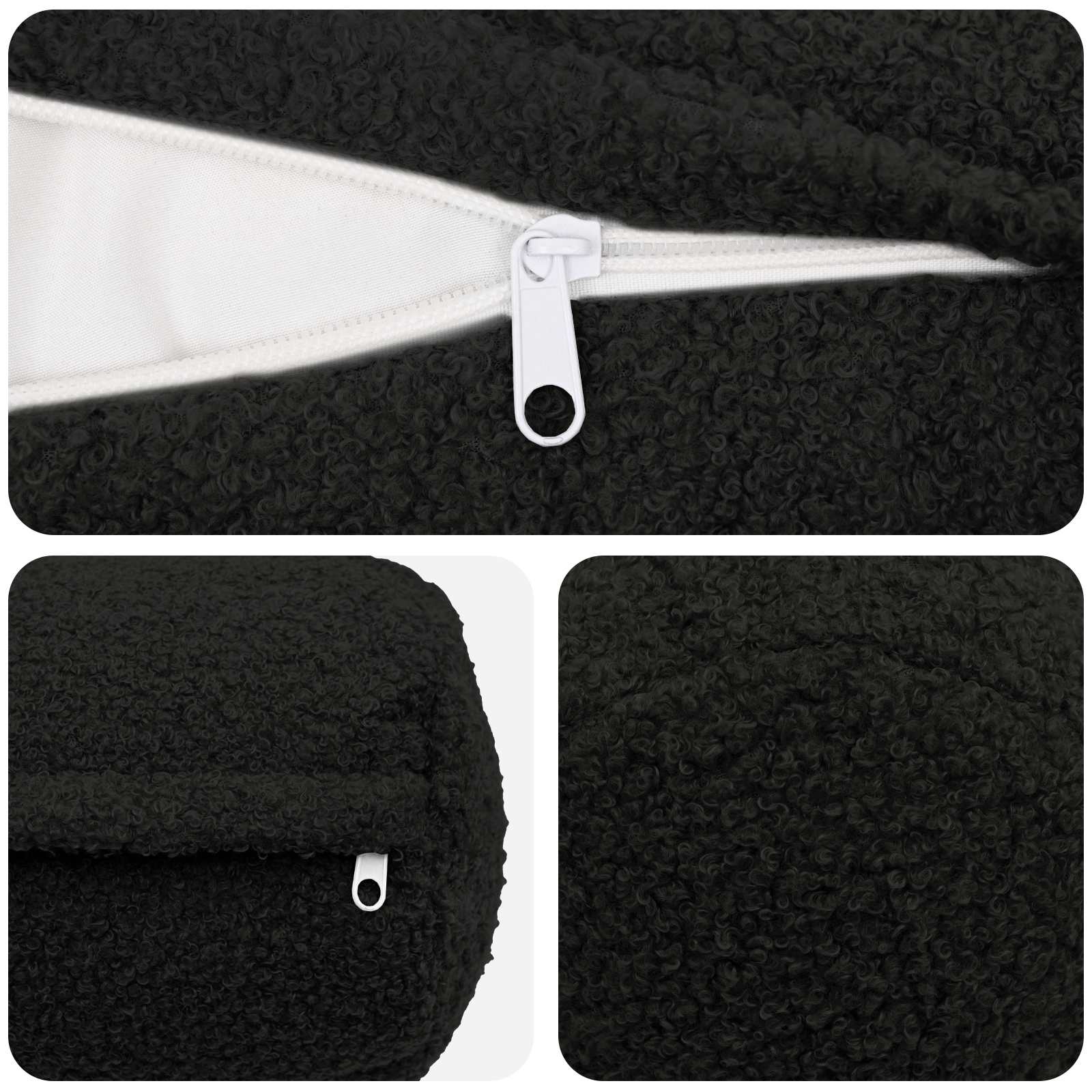 vidaXL Poszewka na poduszkę 2 pcs HEERLEN Czarny Ø 15 x 40 cm Bouclé