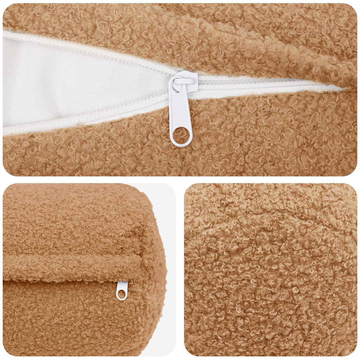vidaXL Poszewka na poduszkę 2 pcs HEERLEN Beżowy Ø 15 x 40 cm Bouclé
