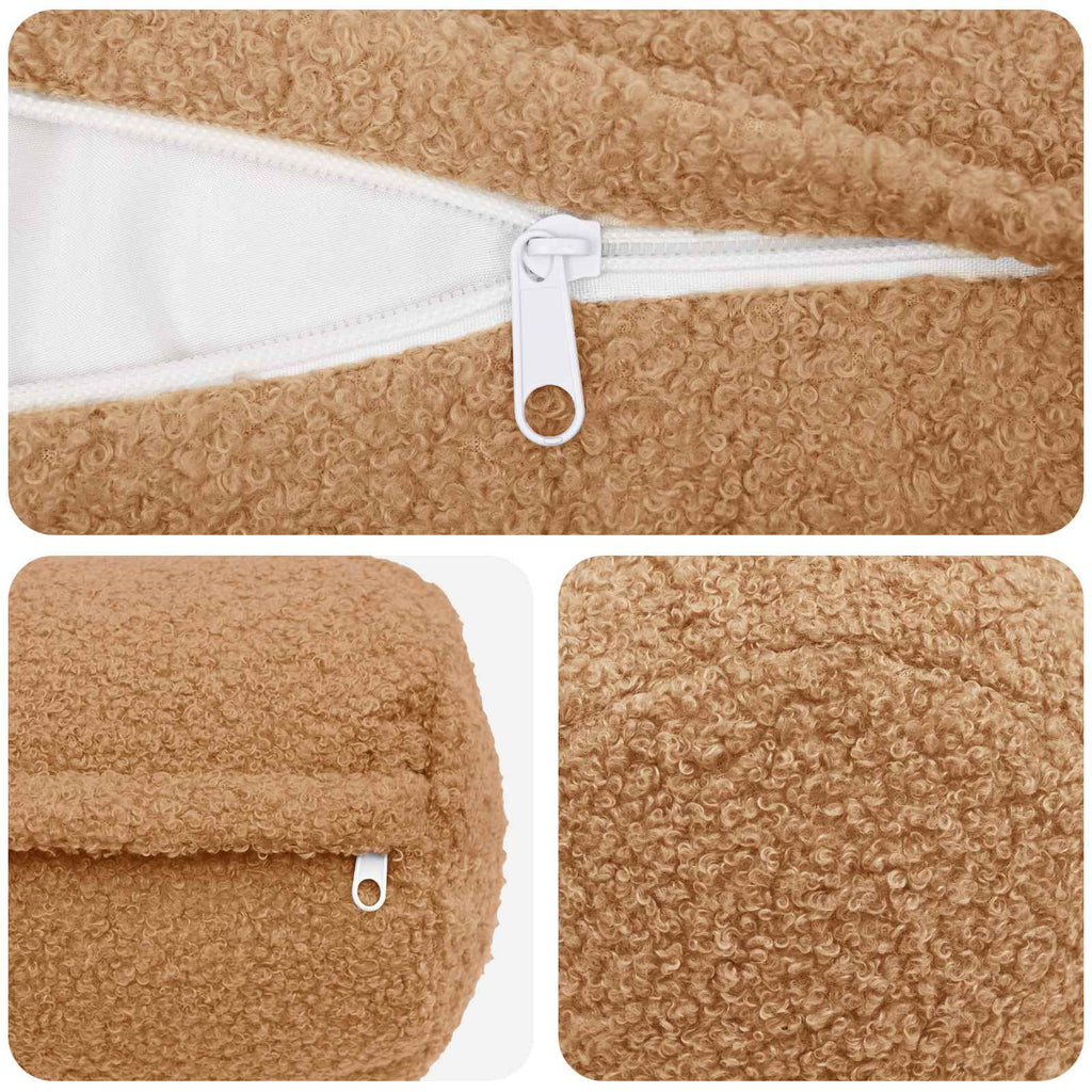 vidaXL Poszewka na poduszkę 6 pcs HEERLEN Beżowy Ø 15 x 40 cm Bouclé