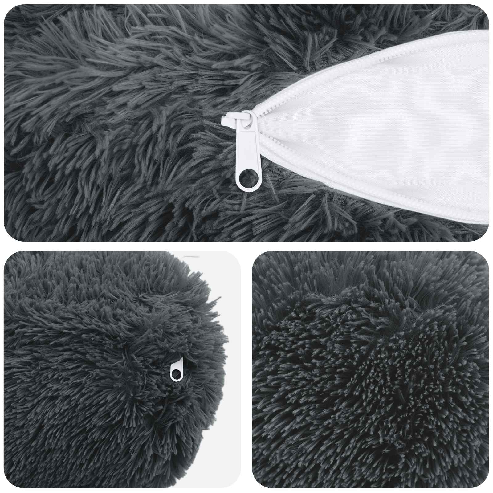 vidaXL Poszewka na poduszkę 6 pcs HEERLEN antracytowy Ø 15 x 40 cm