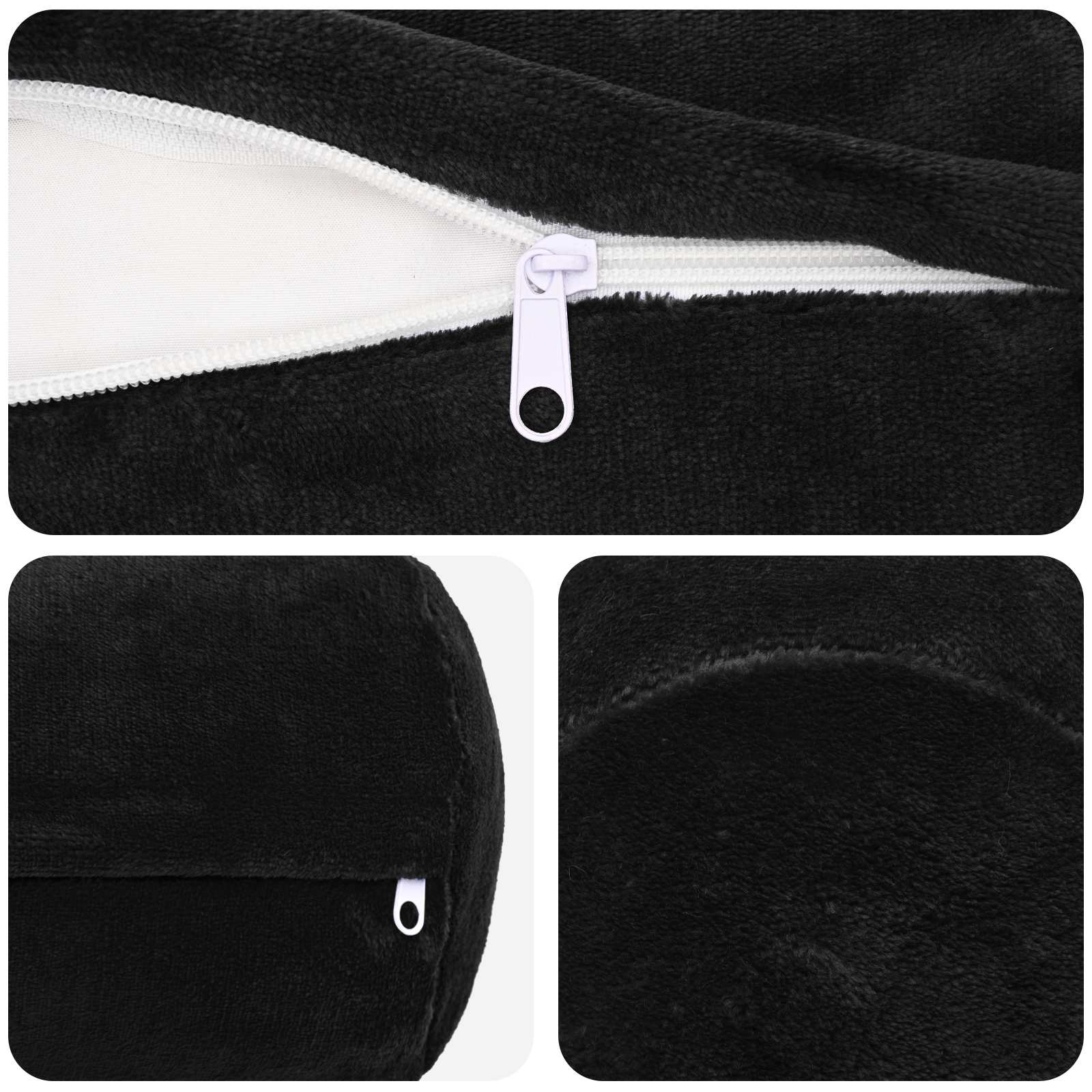 vidaXL Poszewka na poduszkę 6 pcs HEERLEN Czarny Ø 15 x 40 cm Flanela