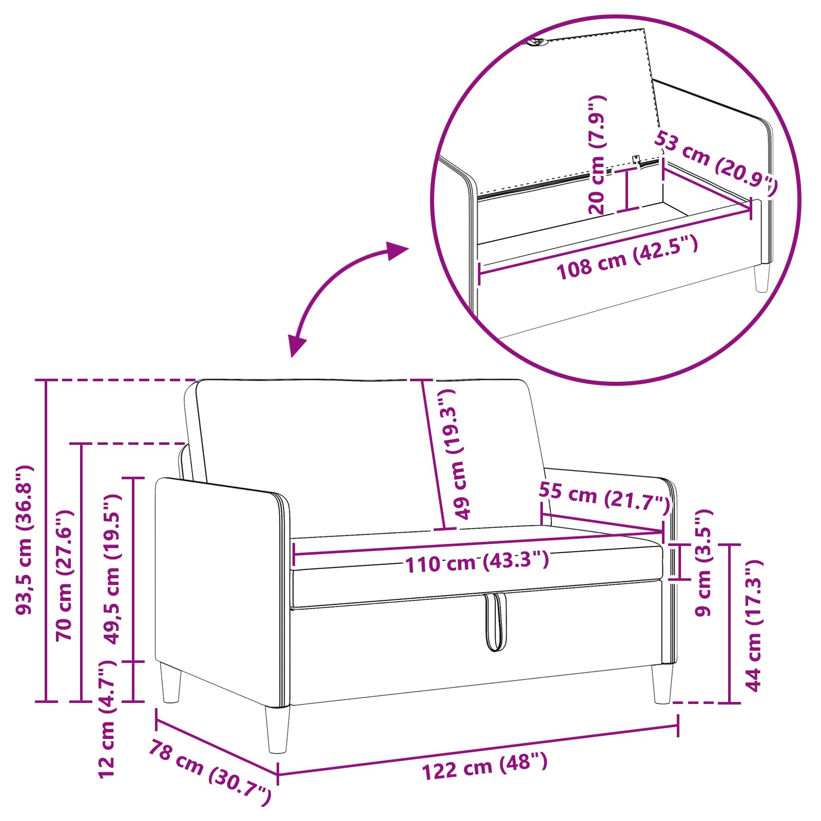 vidaXL Zestaw Sof z Przechowalnią 2 szt. żółty Poliester