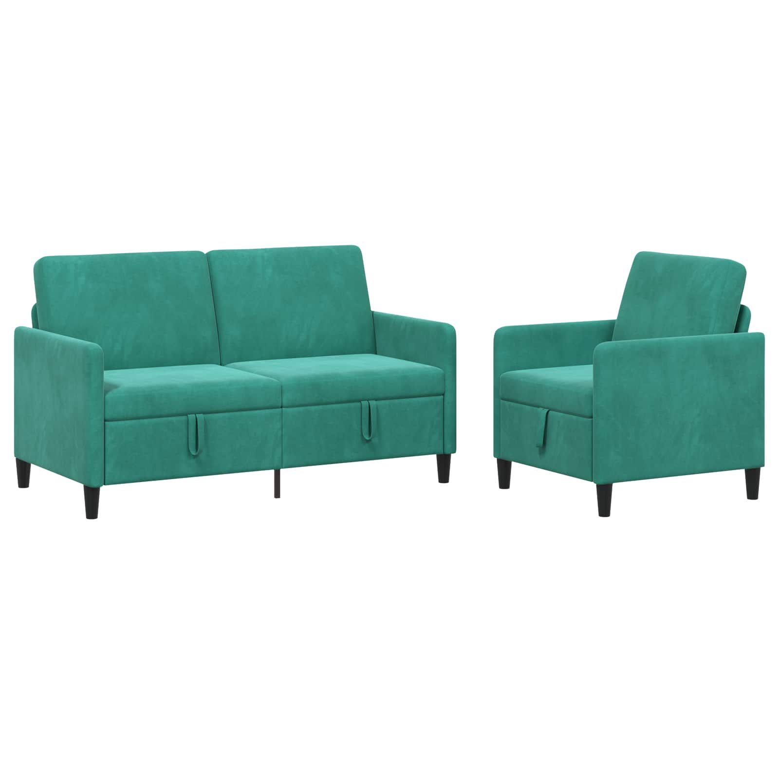 vidaXL Zestaw Sof z Przechowalnią 2 szt. Turkusowy Poliester