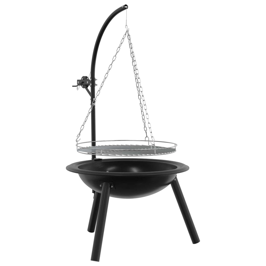 vidaXL Palenisko z regulowanym rusztem ⌀55,5 x 107,5 cm Stal Czarny