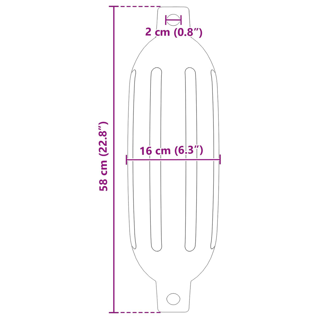 vidaXL Fendery łodzi 2 szt. Ø 16 x 58 cm niebieski PVC