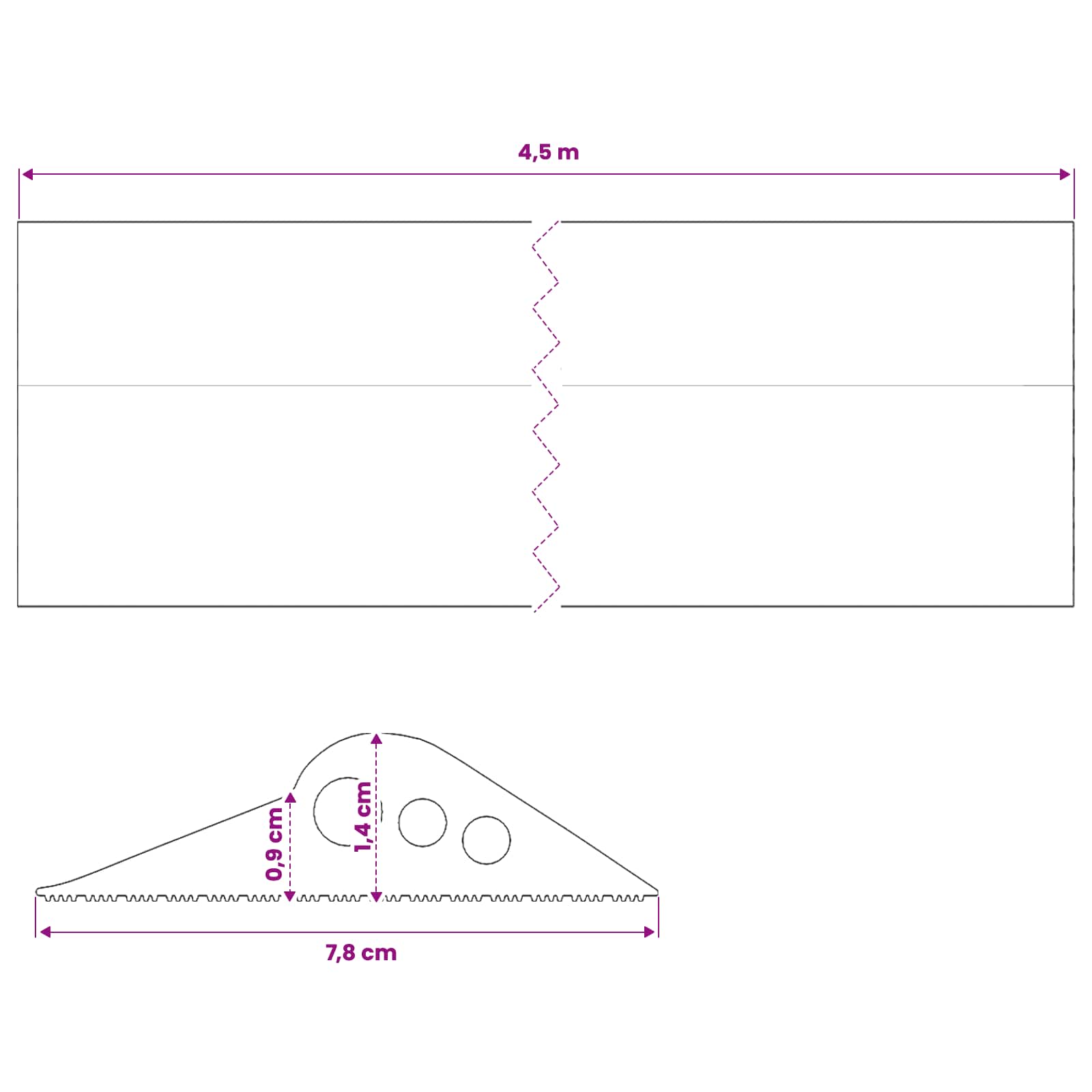 vidaXL Uszczelka podłogowa do garażu Czarny 78 x 14 mm 4,5 m Guma EPDM