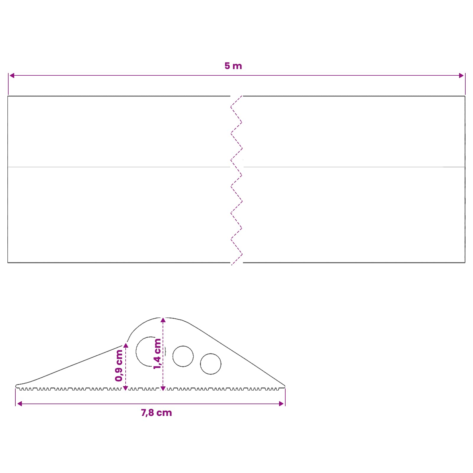 vidaXL Uszczelka podłogowa do garażu Czarny 78 x 14 mm 5 m Guma EPDM