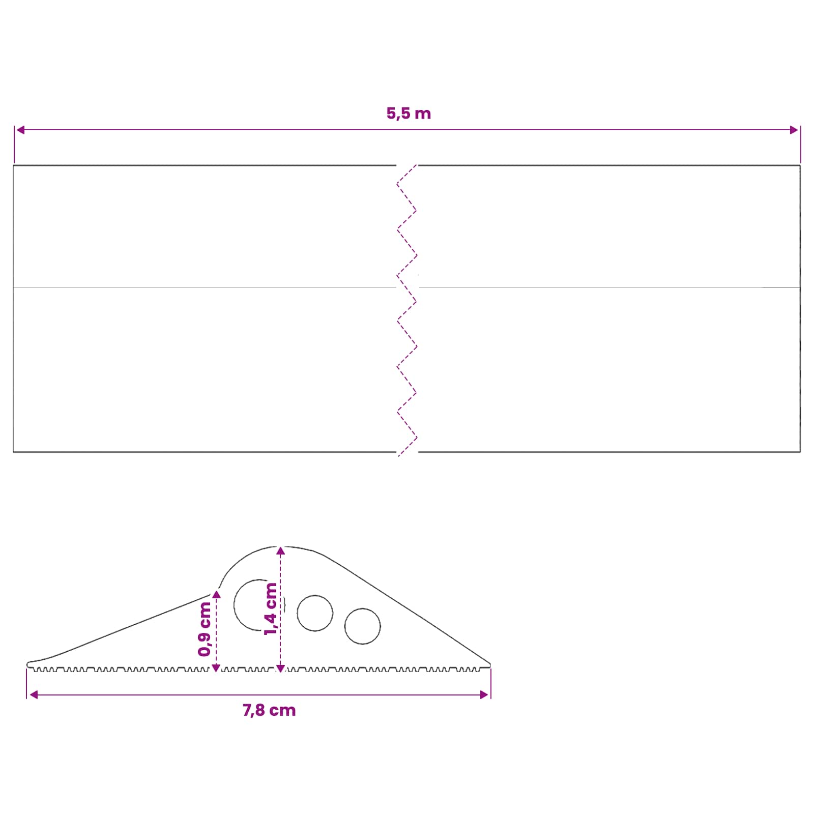 vidaXL Uszczelka podłogowa do garażu Czarny 78 x 14 mm 5,5 m Guma EPDM