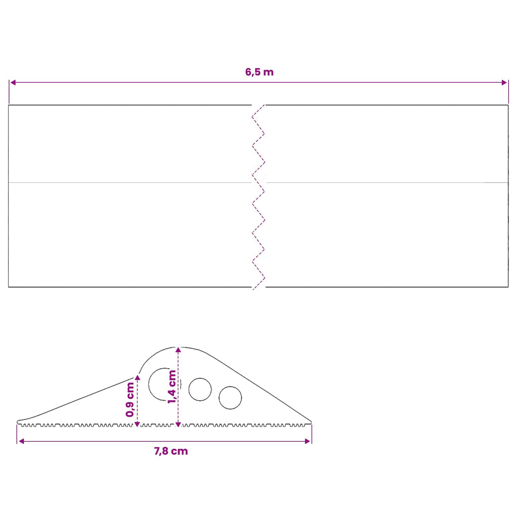vidaXL Uszczelka podłogowa do garażu Czarny 78 x 14 mm 6,5 m Guma EPDM