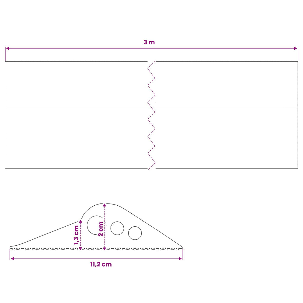 vidaXL Uszczelka podłogowa do garażu Czarny 112 x 20 mm 3 m Guma EPDM