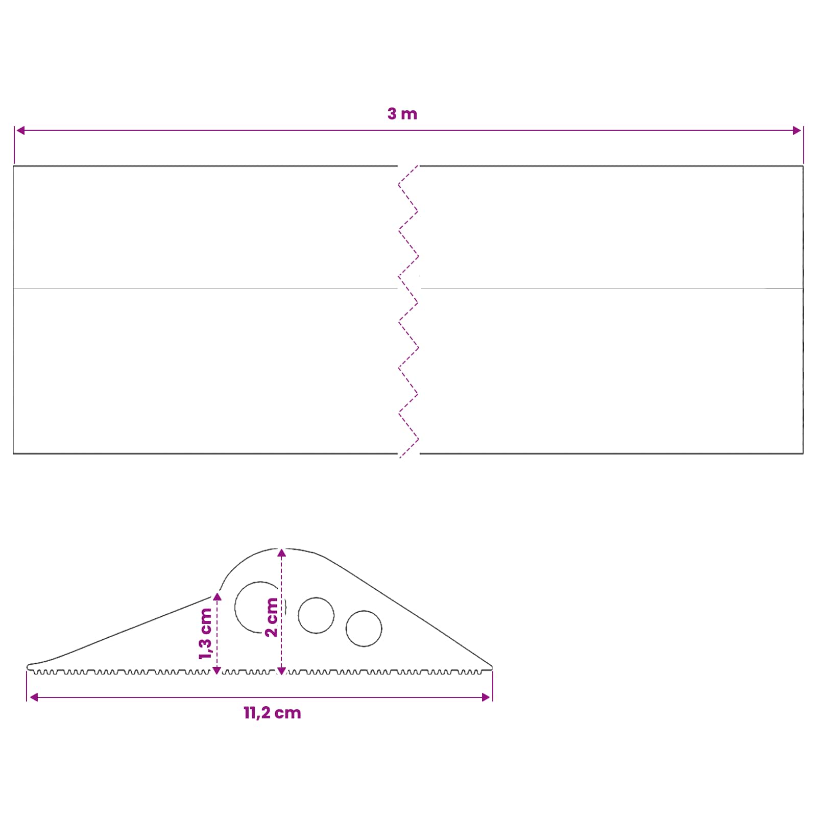 vidaXL Uszczelka podłogowa do garażu Czarny 112 x 20 mm 3 m Guma EPDM