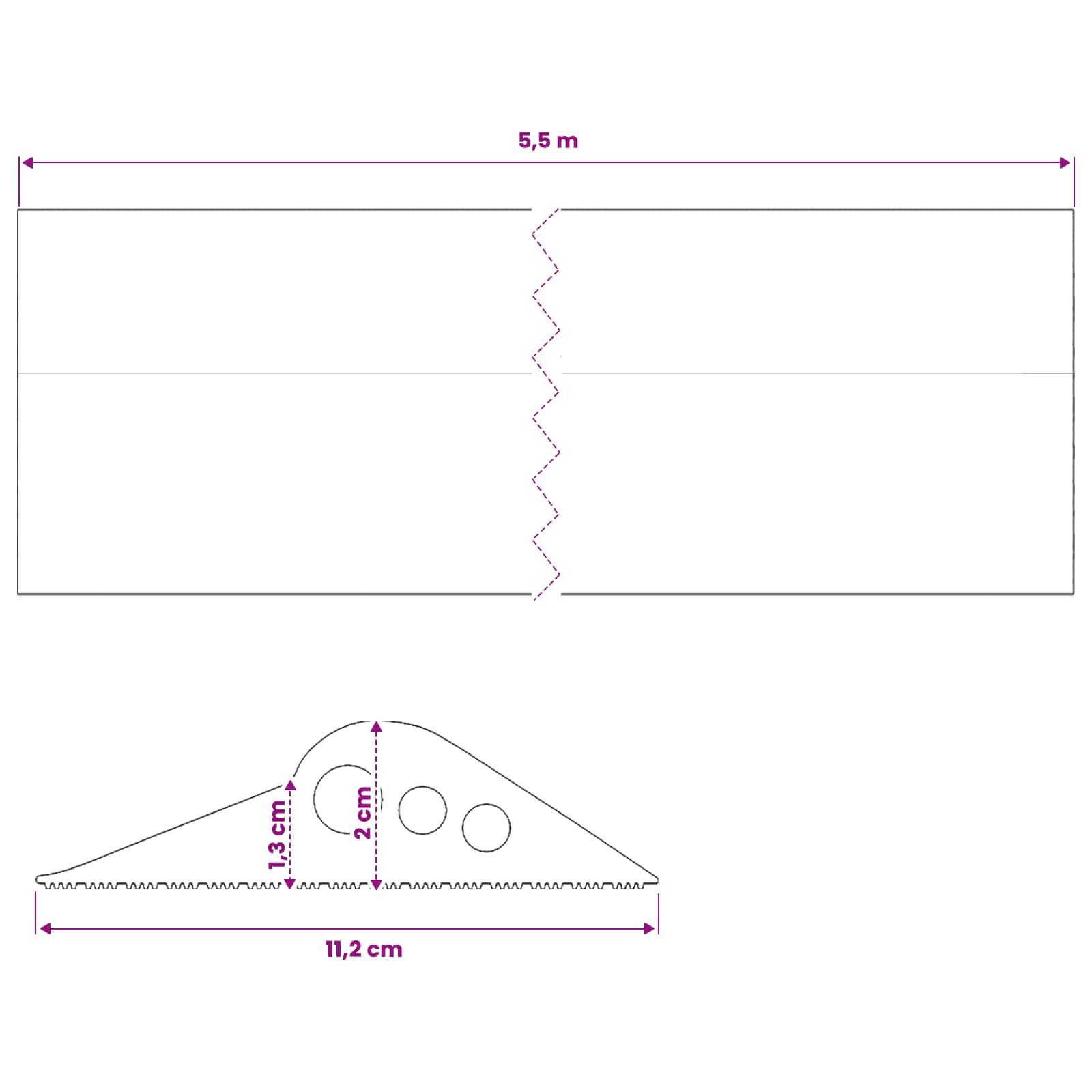 vidaXL Uszczelka podłogowa do garażu 112 x 20 mm 5,5 m Guma EPDM